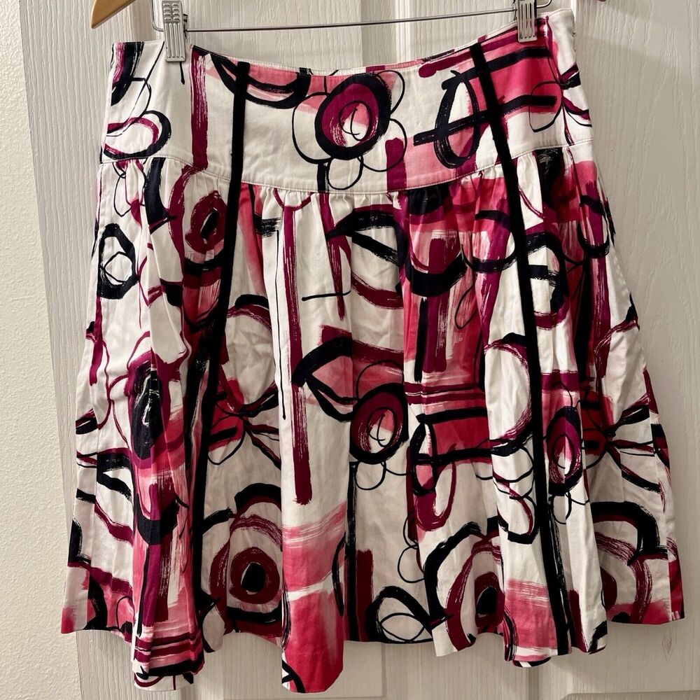 Becky & Max Knee Skirt 14 Pink Floral Abstract Casual Core Capsule Pockets Zip